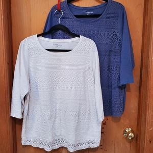 🔴Pair of Croft & Barrow Lace Front Tops